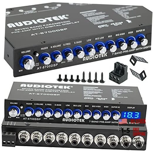 Audiotek 8700DSP 1/2 Din 7 Band Car Audio Equalizer EQ Front, Rear + Sub
