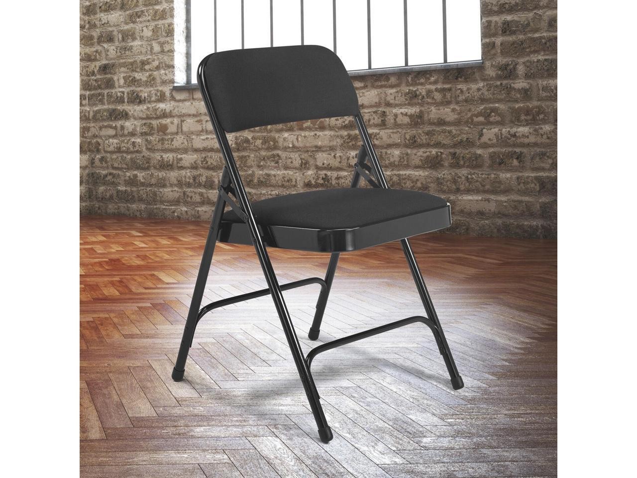 NPS 2210 Fabric Dual-Hinge Folding Chair - Supports 500 lb - Midnight Black Seat
