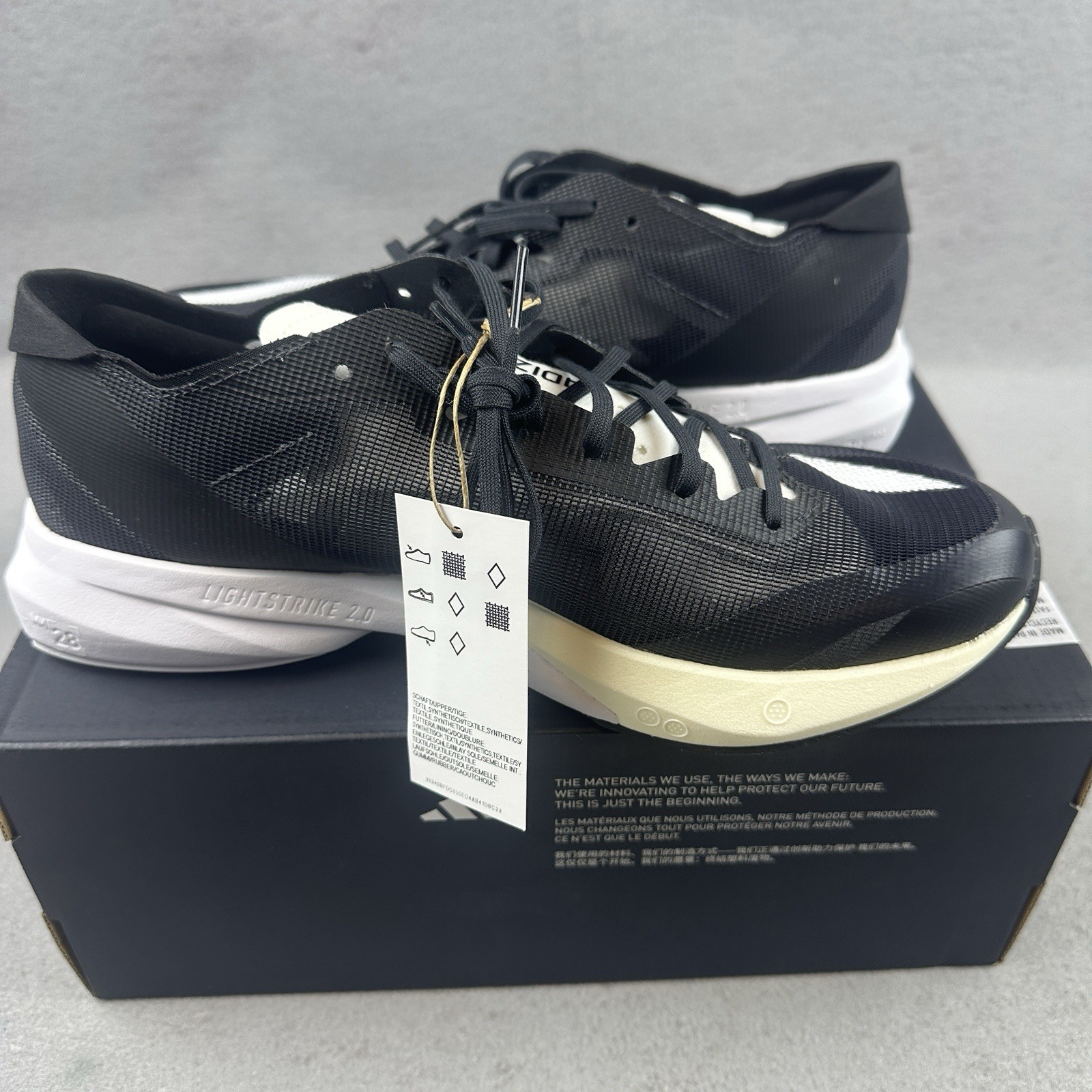 Adidas Adizero Adios 8M Low Running Shoes Black Mens 10.5 ID6902 New In Box