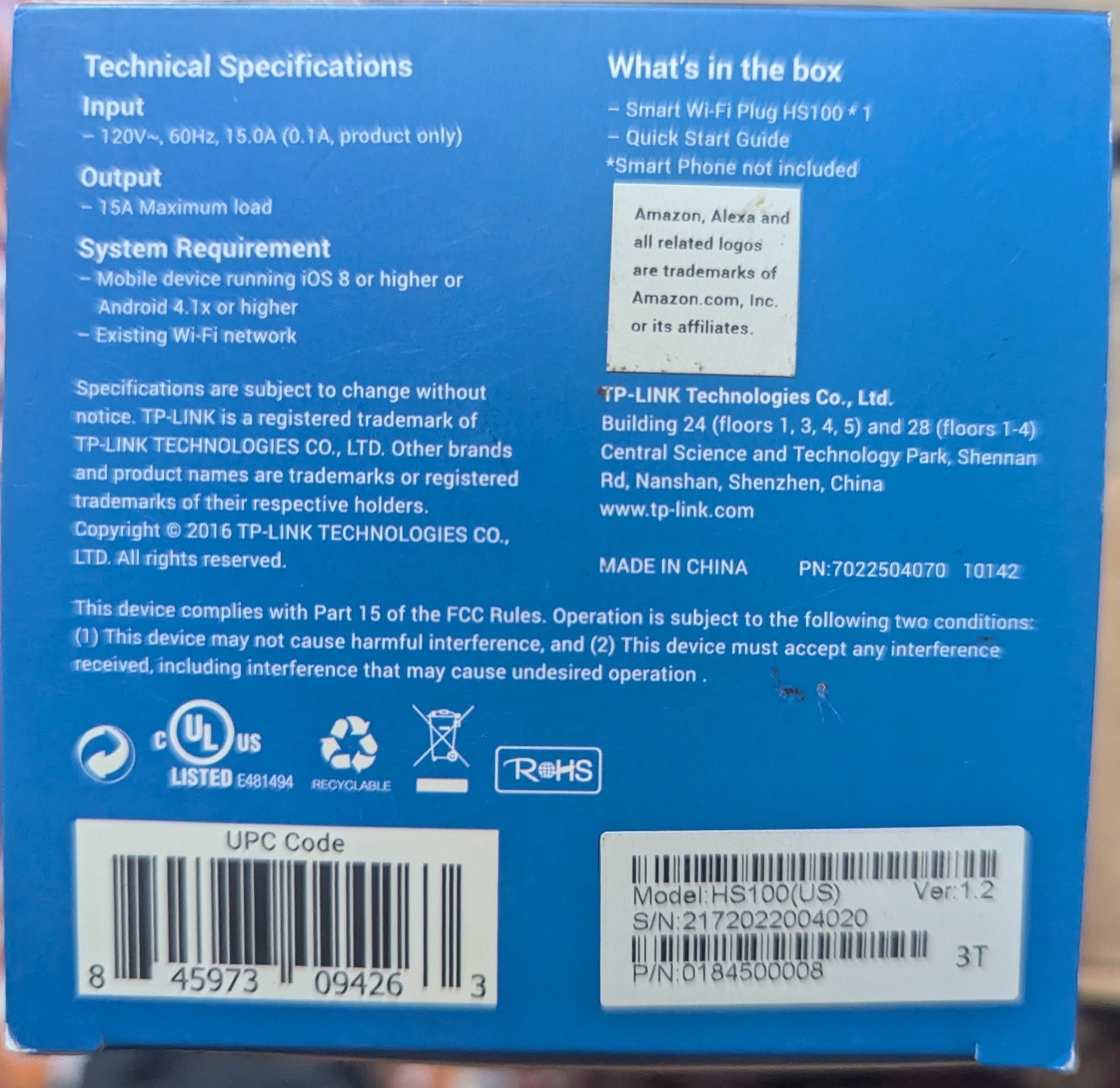TP-Link HS100 Wi-Fi Smart Plug Kasa, Alexa, Google - Open Box