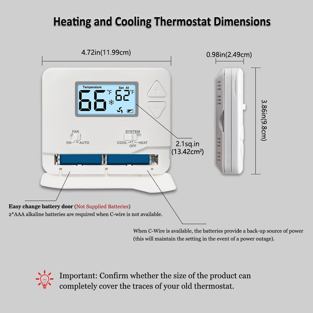 Nonprogrammable Thermostat for Home, Digital Energy-Saving Thermostat,Single-Sta