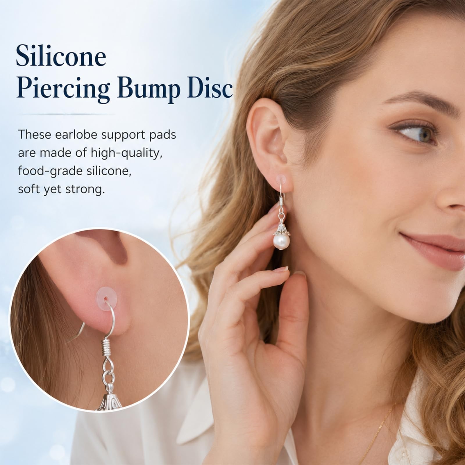 HJZHII 90Pcs Clear Piercing Disc for Bump, Silicone Earring