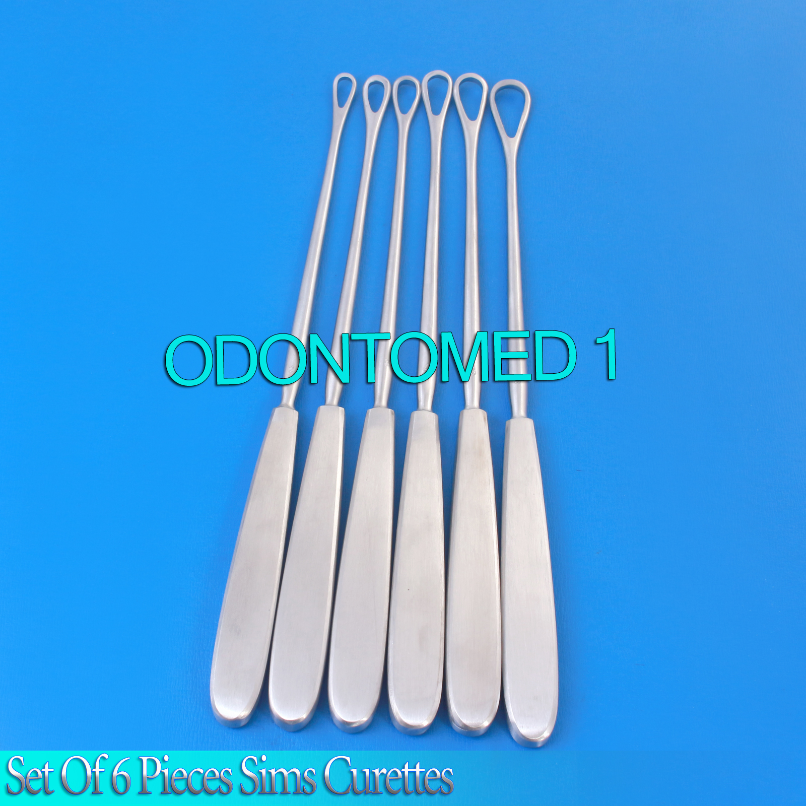 6 Sims Uterine Curettes 10.5" # 1,2,3,4,5,6 Blunt Surgical Instruments