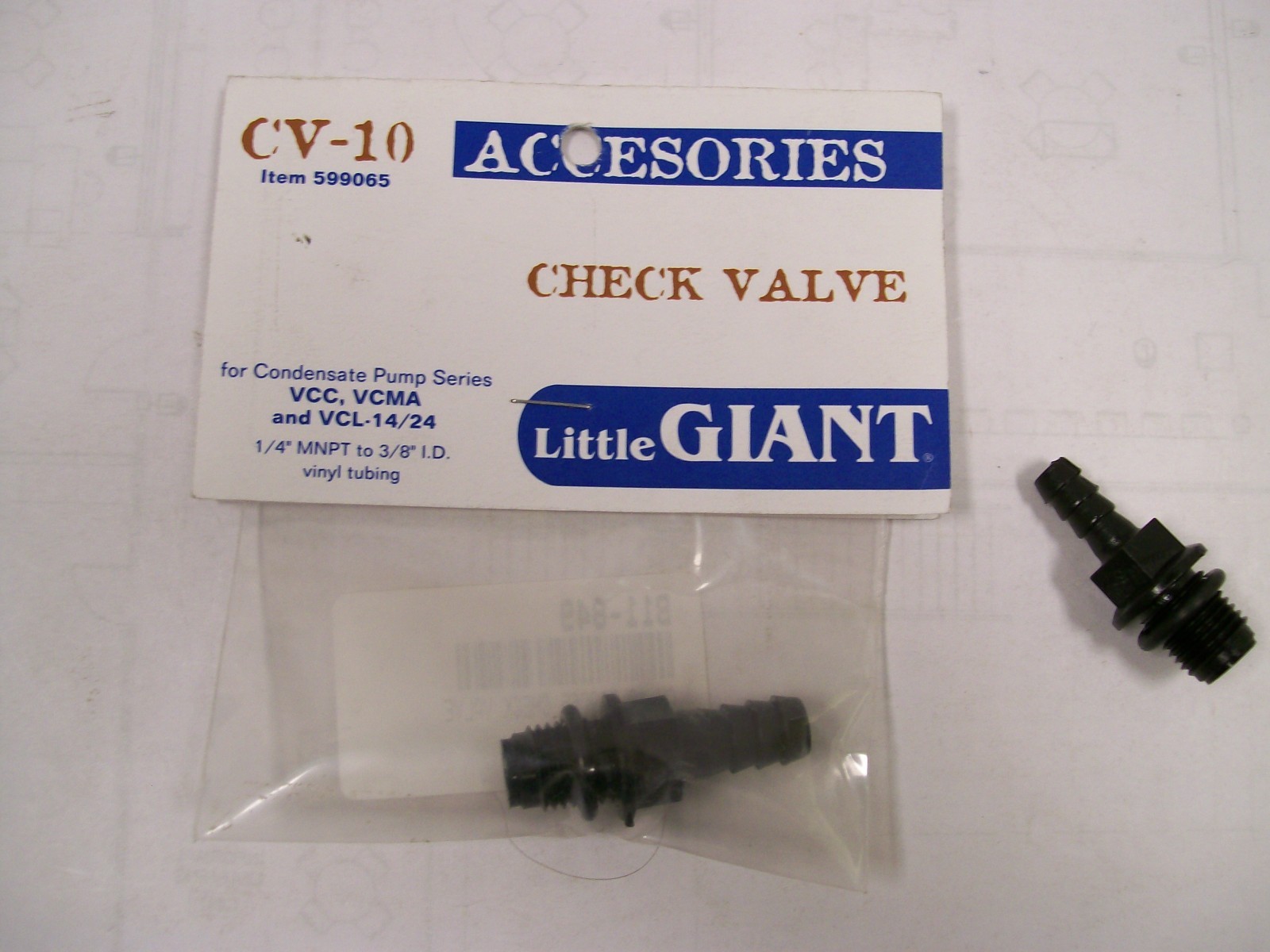 NEW LOT OF 2 Little Giant #CV-10 599065 Check Valve (1) In Package (1) No Packag
