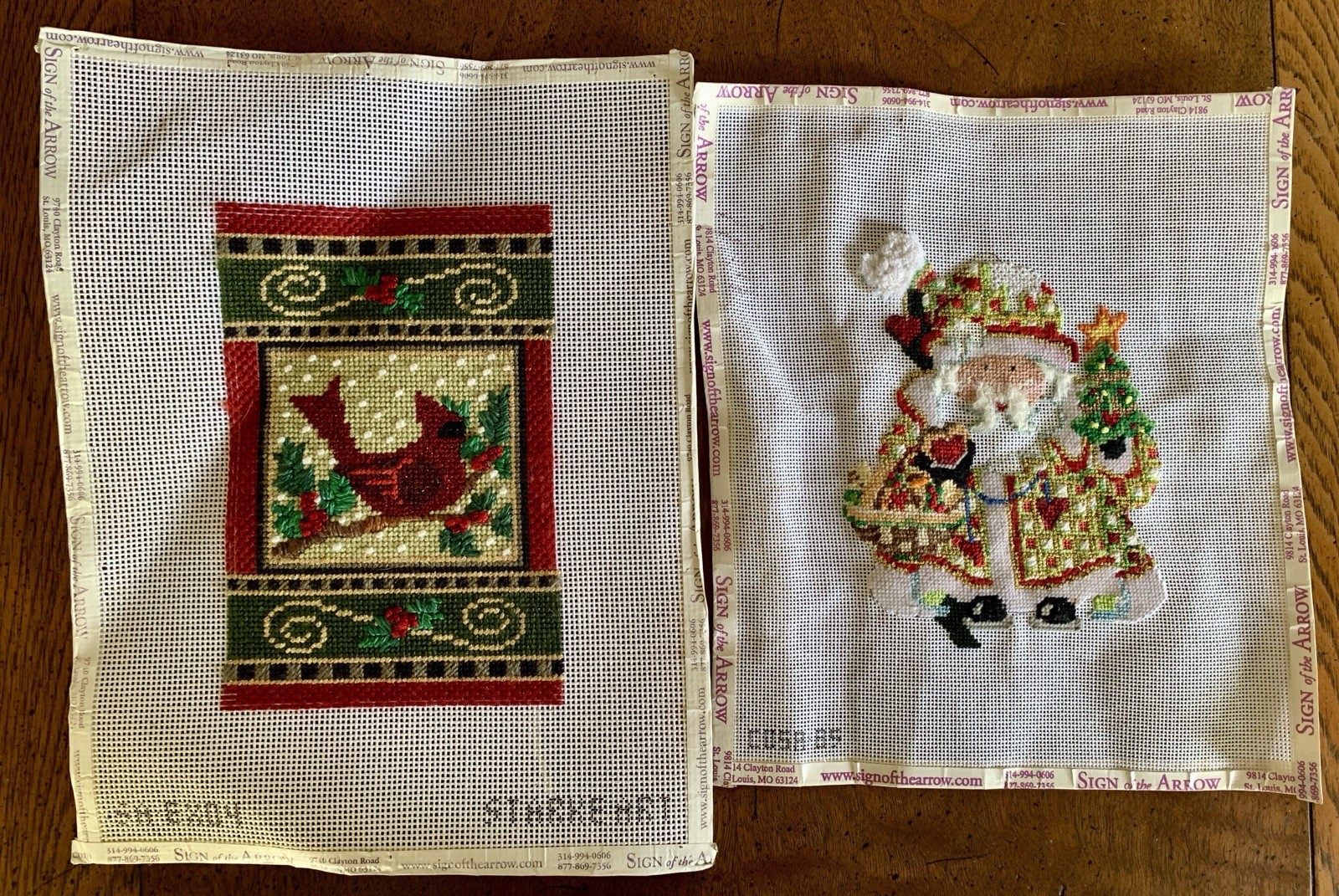 2 Christmas Needlepoint Canvas Projects Need Finishing Touches