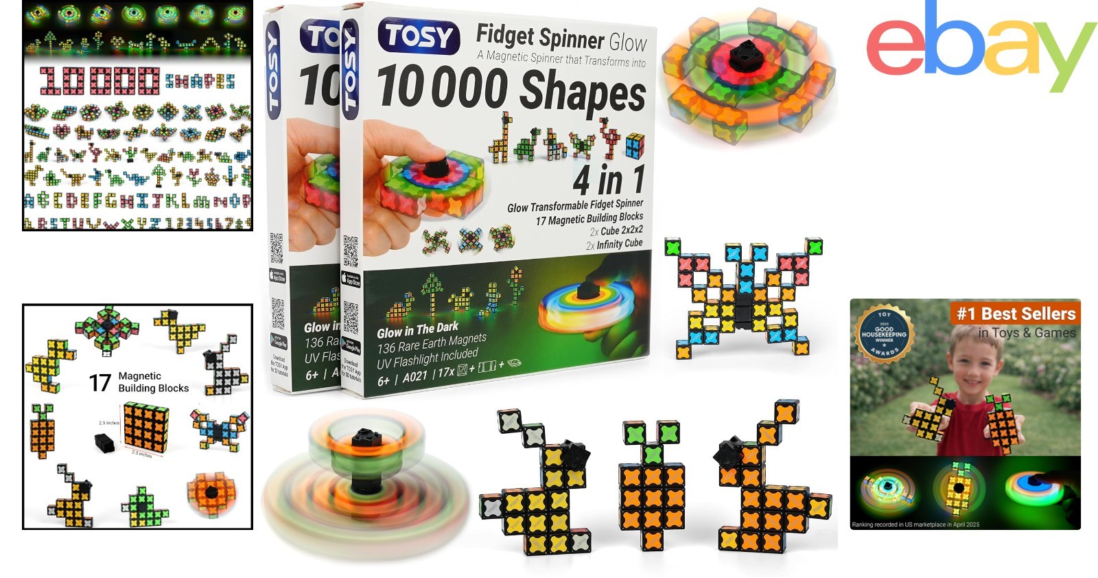 2-Pack Creative Fidget Spinner with UV Flashlight for Glowing Designs