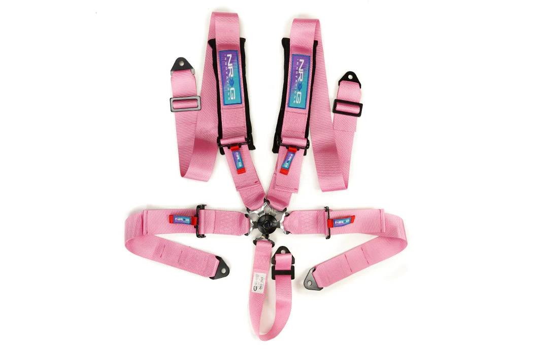 NRG Cam-Lock Pink 5 Point 3" Wide Seat Belt Harness 2" Submarine Strap SFI 16.1
