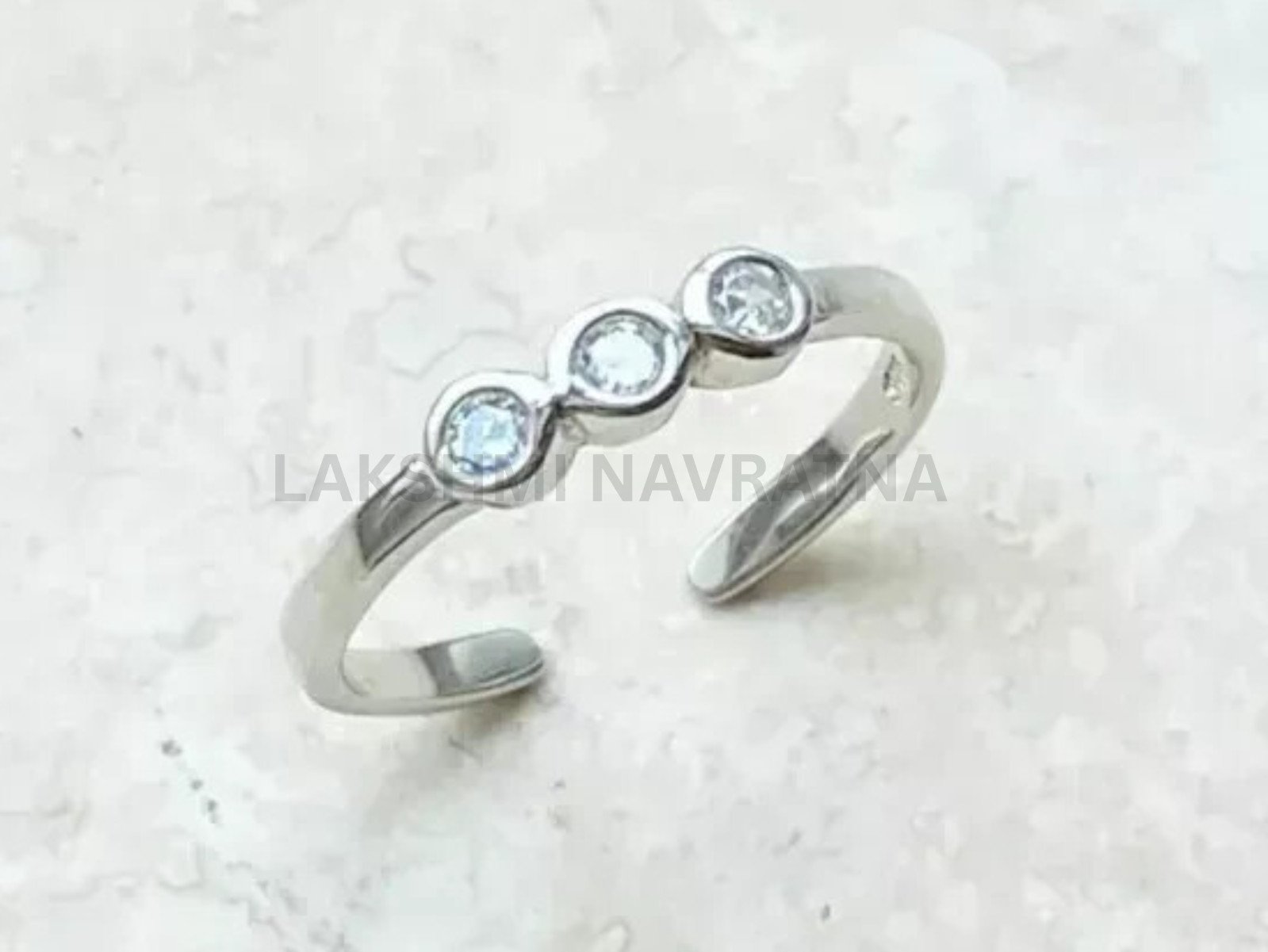 Round Moissanite Three Stone Bezel Set Women Toe Ring s925 14k White Gold Plated