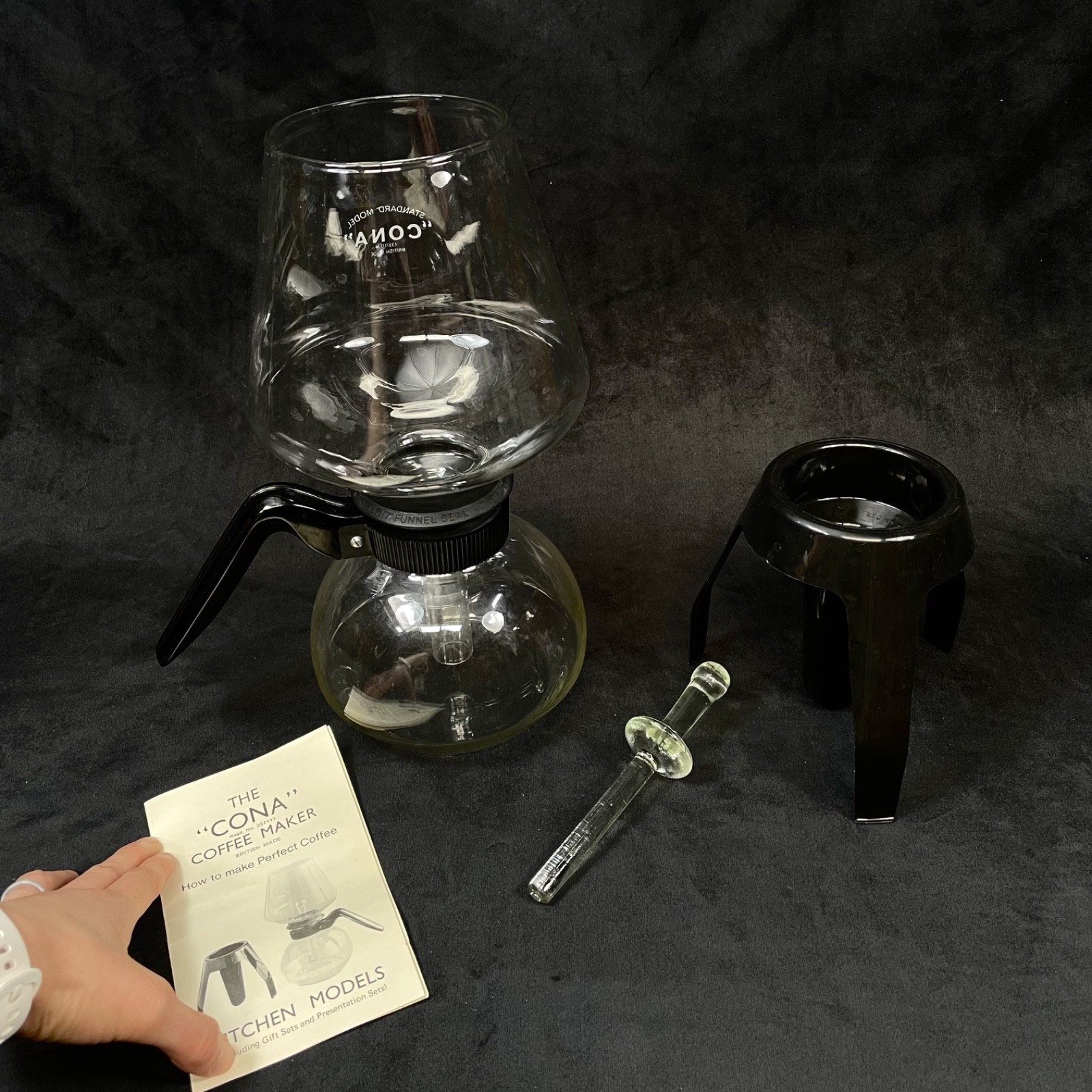 CONA Coffee Maker Siphon British Made Glass Standard Model Vintage Mid-Century