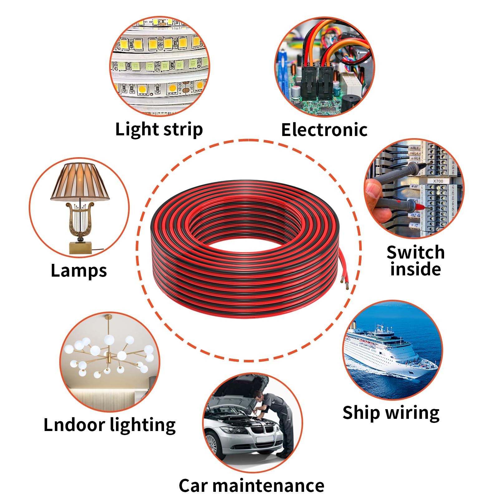 18 Gauge 2 Conductors 30FT Electrical Wire, Red Black Cable, 30FT,