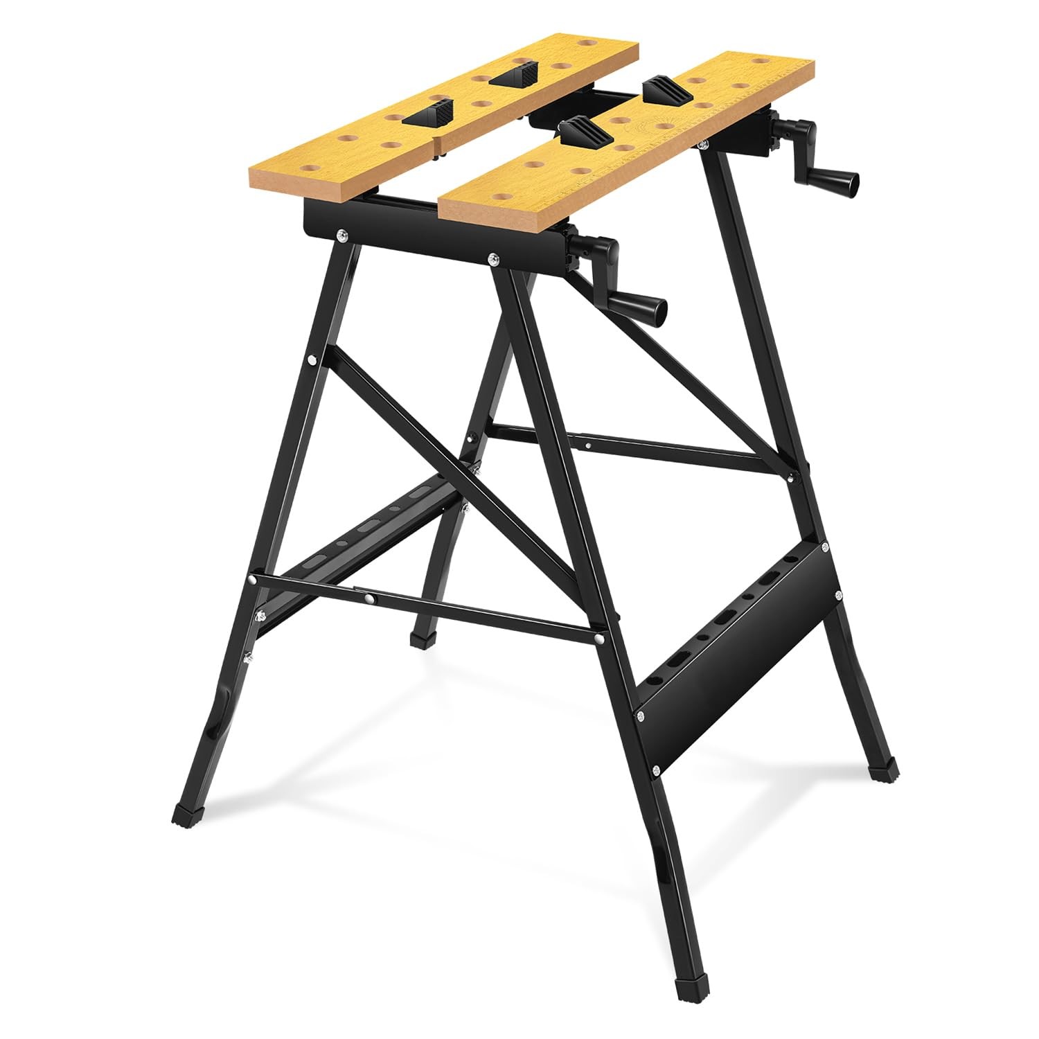 Auto Dynasty Adjustable Folding Workbench with Built-in Ruler & Yellow