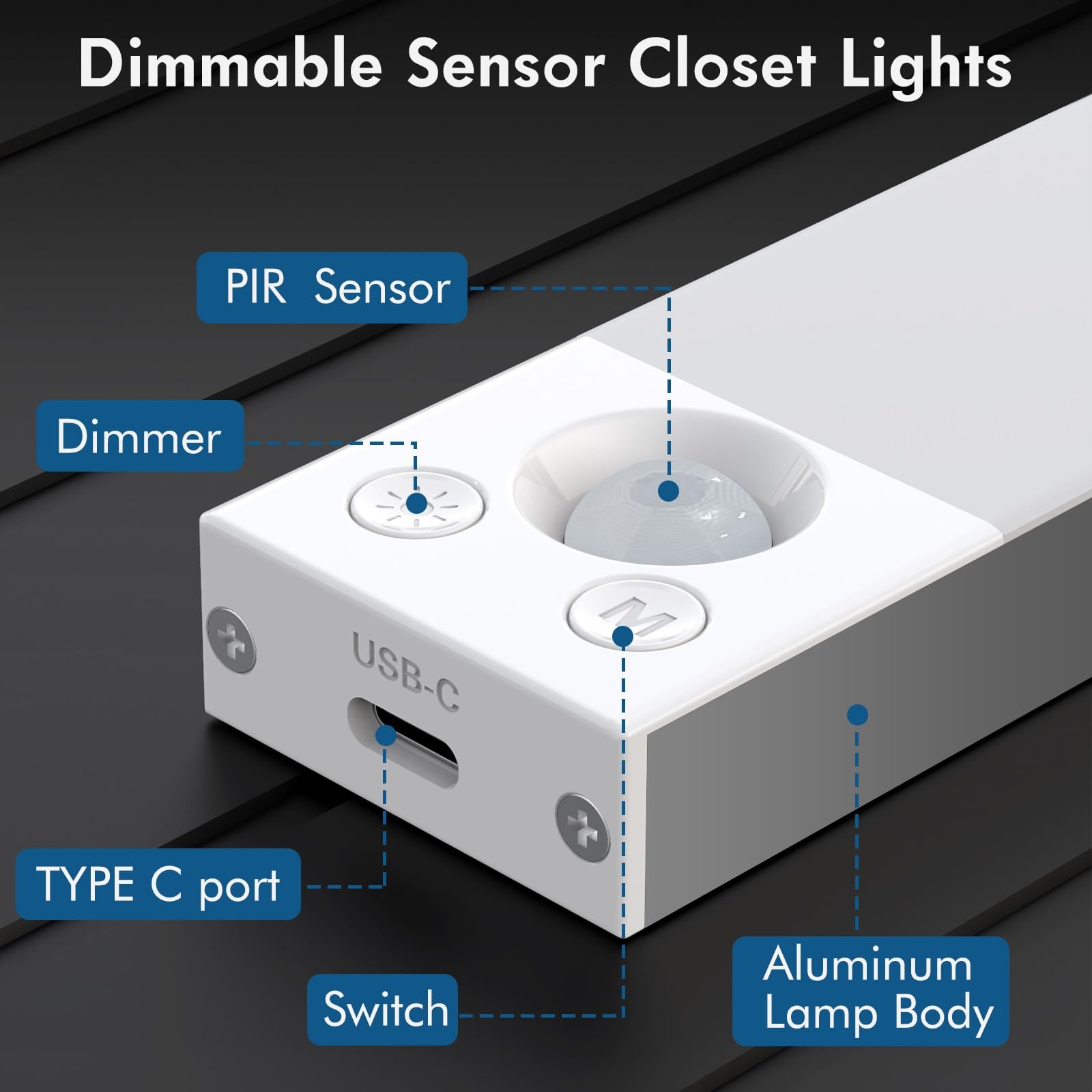 Under Cabinet Lighting 1800Mah Long Battery Life,2 Pack Dimmable Motion Sensor L