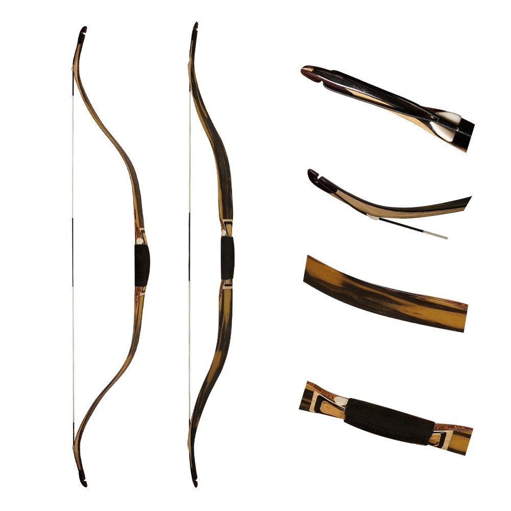 AF Archery  50" Black and White Ebony Traditional Recurve Bow Horse Hunting Bow