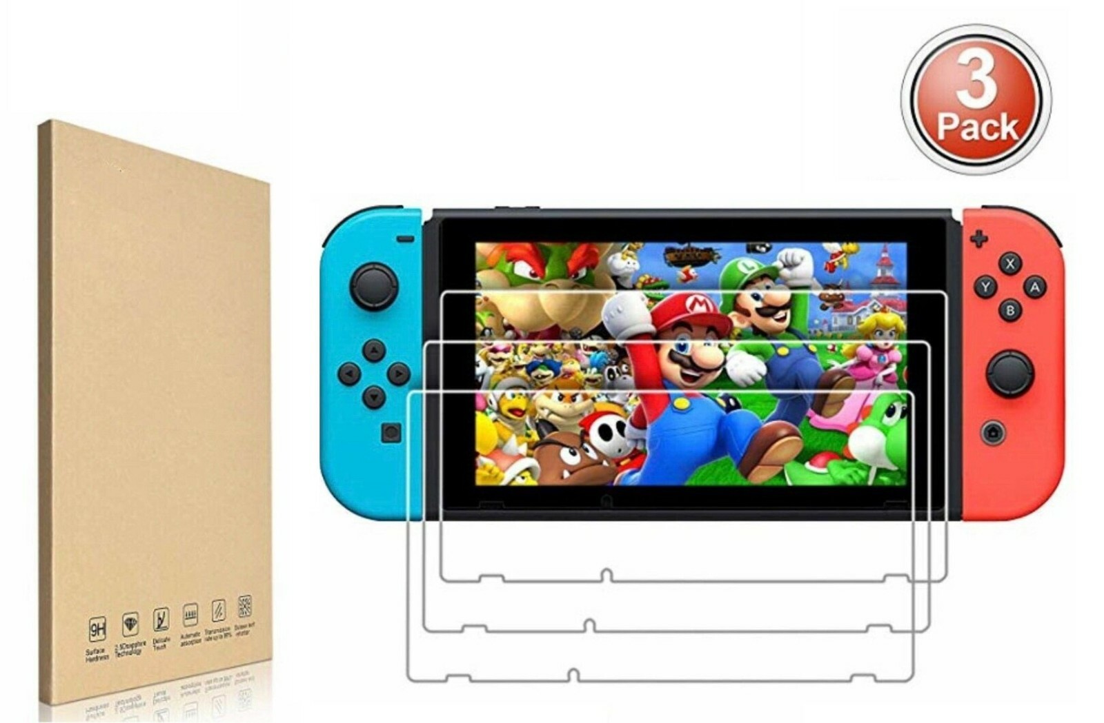 3Pack Premium 9H Tempered Glass Screen Protector Guard For Nintendo Switch