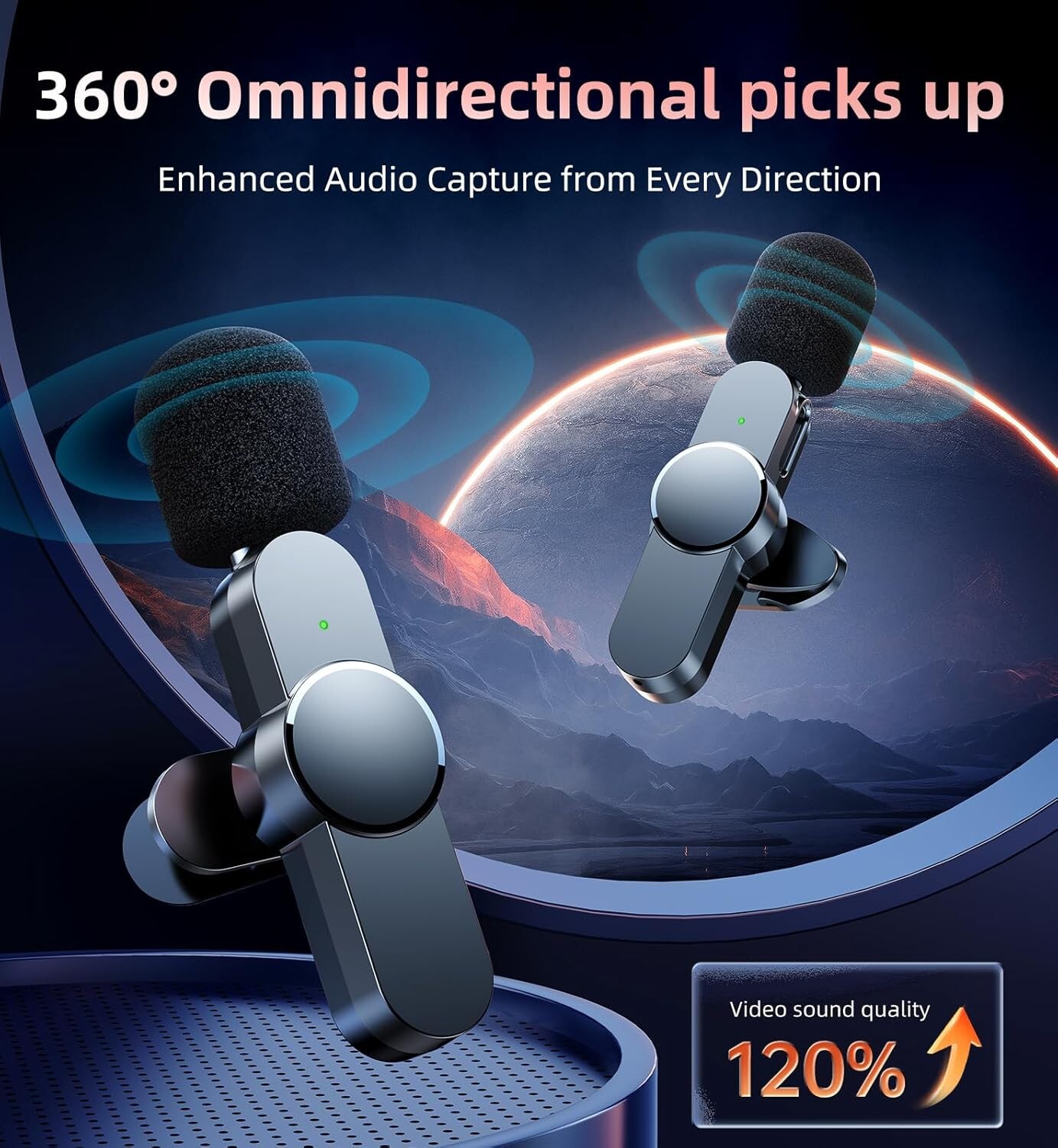 Mini Mic Pro Wireless Microphone for iPhone iPad Android Lavalier Microphone ...