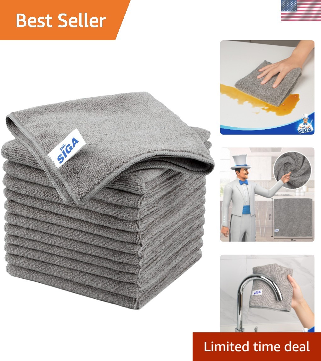Microfiber Cleaning Cloths All Purpose Streak Free Rags Pack of 12 32x32cm