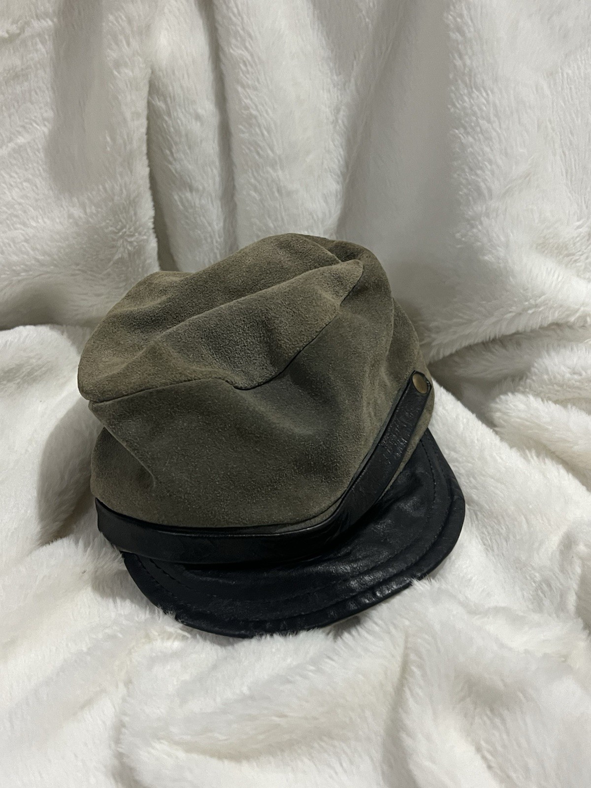 Vintage Reenactment Leather & Suede Cap Hat