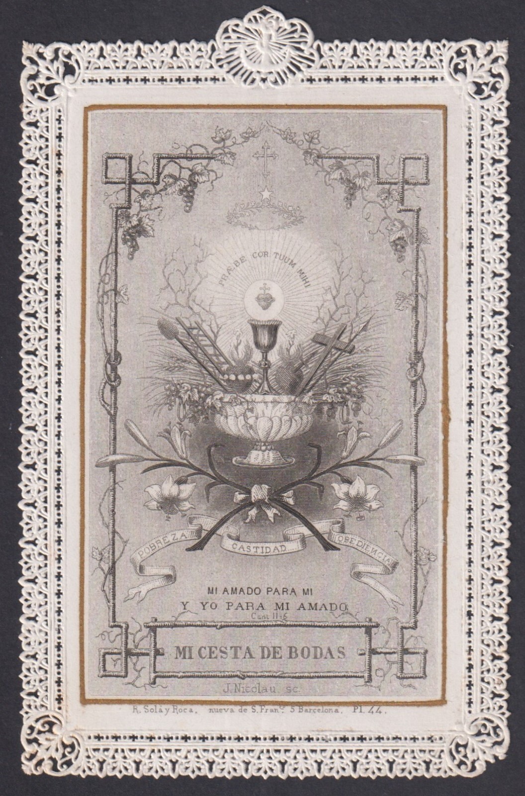 Holy card antique canivet de Religion Catolica image pieuse santino estampa