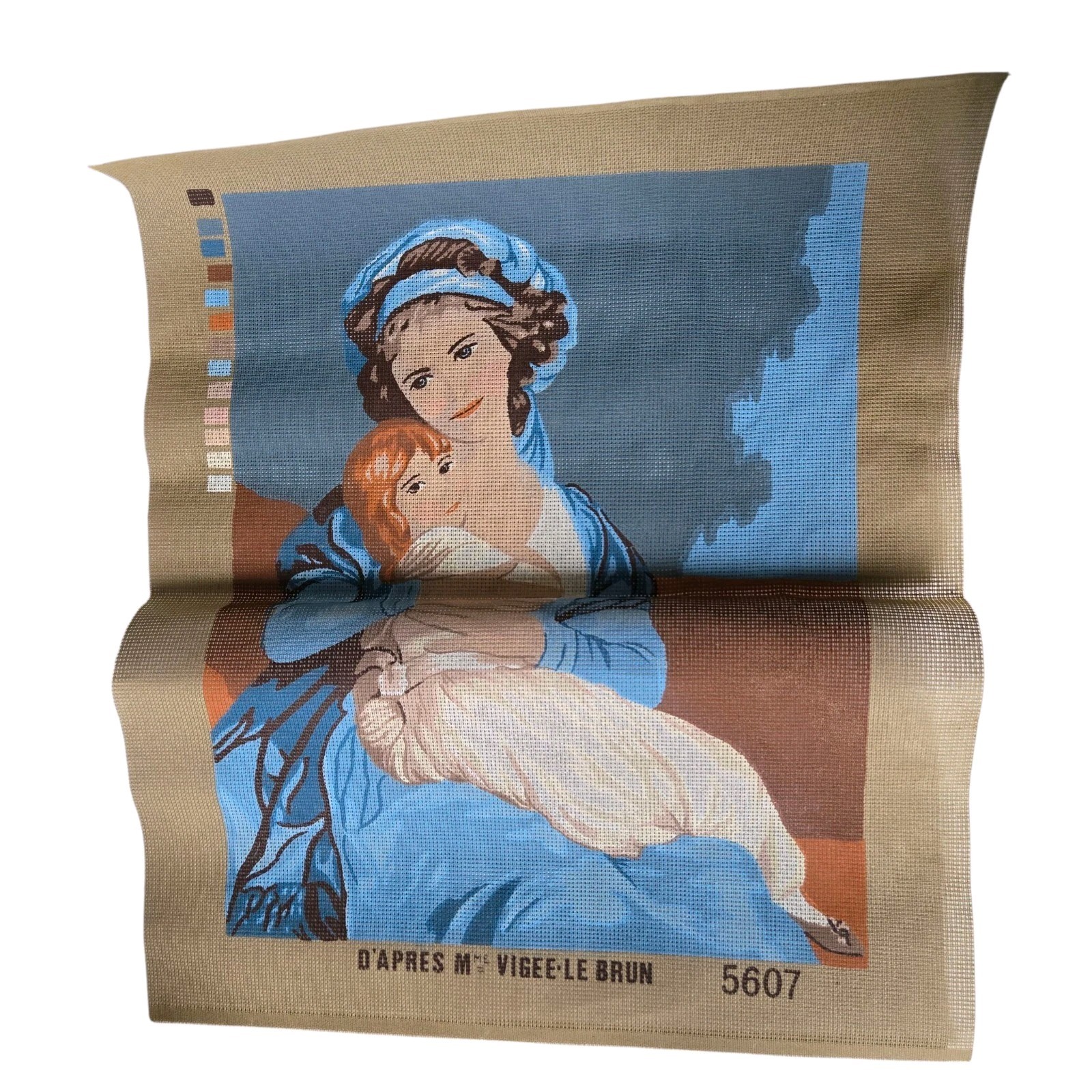 Vigee Lebrun Needlepoint Canvas Mother & Child 5607 France Ginger Hair Girl