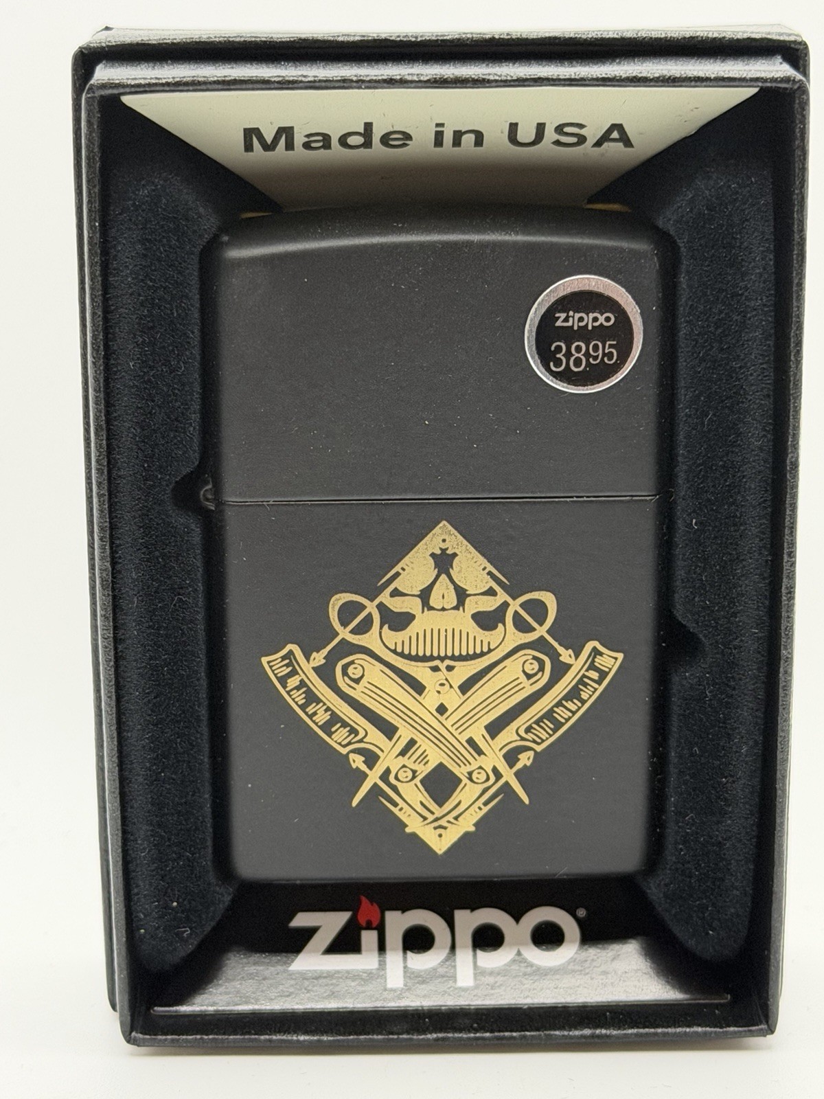 2023 Barber Shop Logo Black Matte Zippo Lighter NEW 48839
