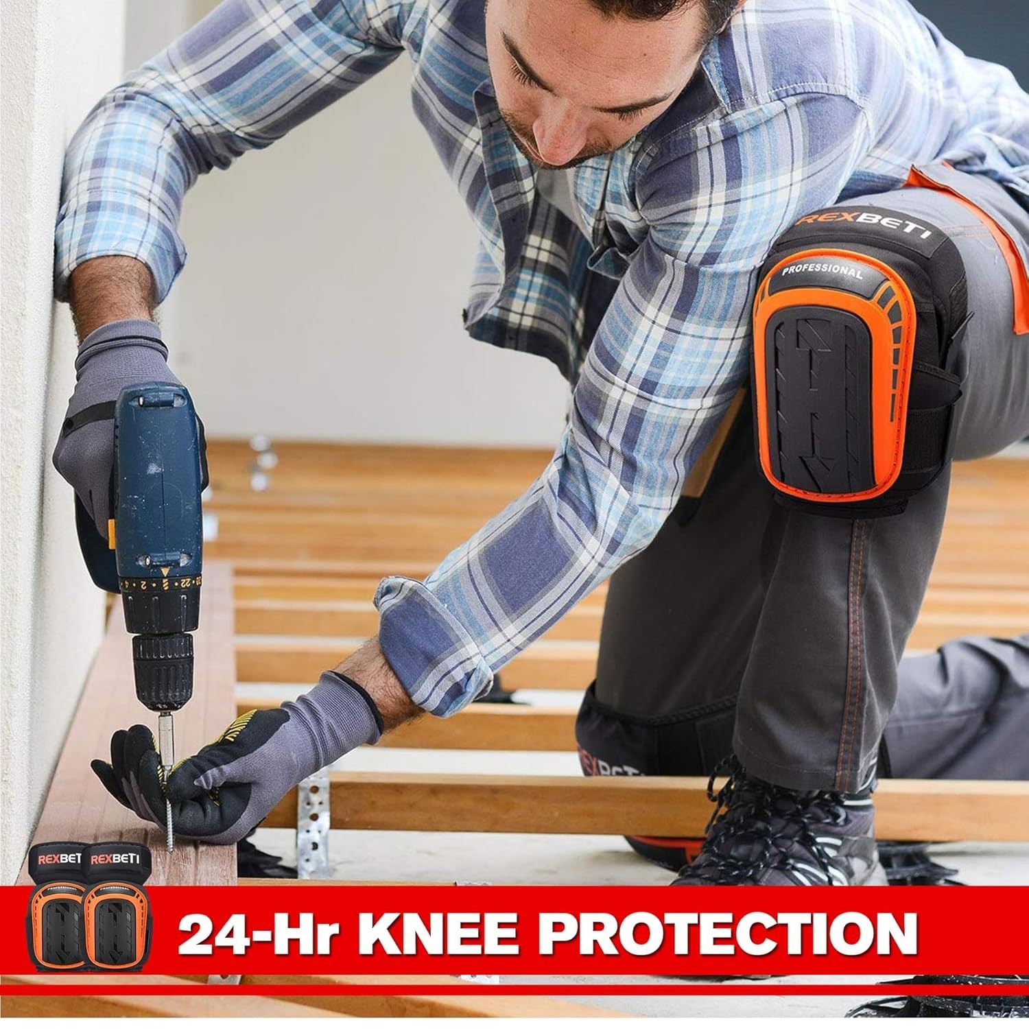 Versatile Orange Knee Pads for Heavy Duty Protection in Construction & Flooring