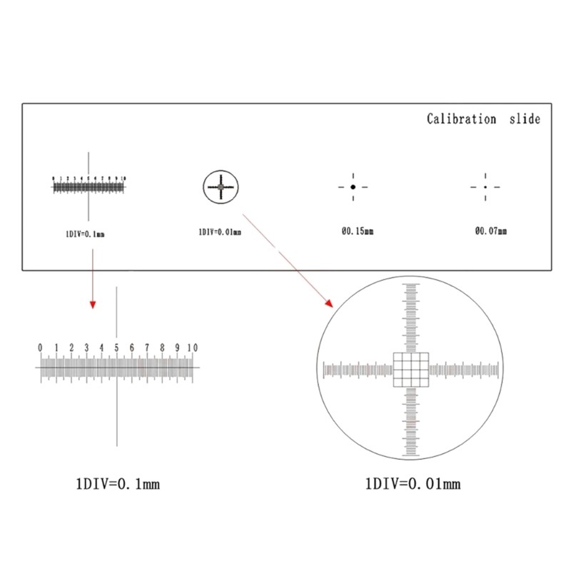 0.01mm Microscope Slides Reticle Calibrating Slide Ruler Cross Calibration Ruler