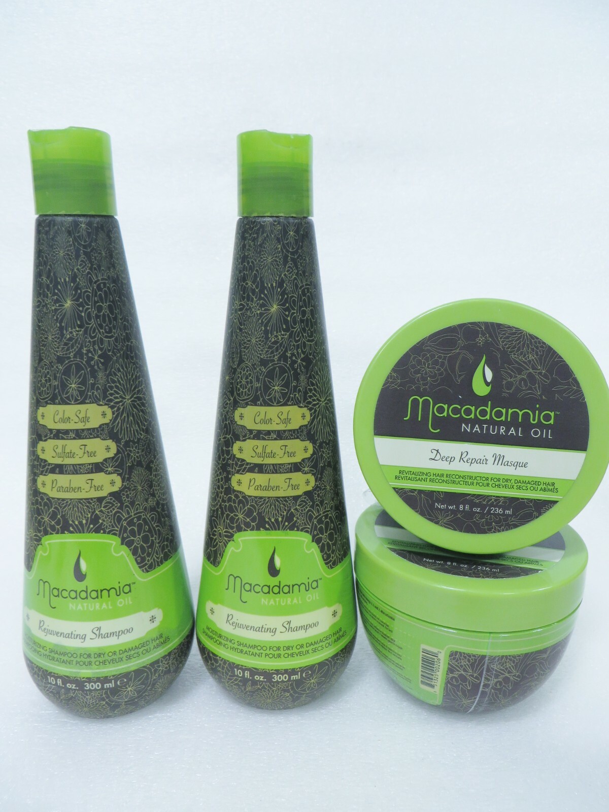 MACADAMIA REJUVENATING SHAMPOO 10 OZ / DEEP REPAIR MASQUE 8 OZ (Lot of 4)