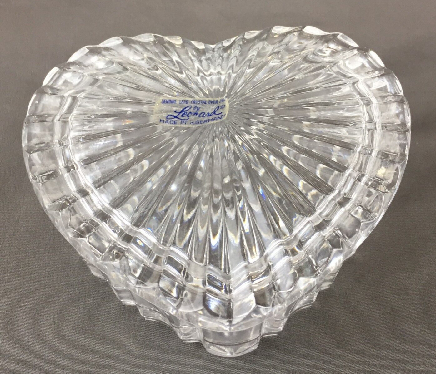 Leonard Genuine Lead Crystal over 24% Made in Germany Glass Heart Trinket Dish