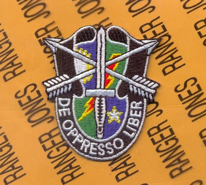US Army SPECIAL FORCES AIRBORNE RANGER DUI crest ~2" beret flash patch c/e