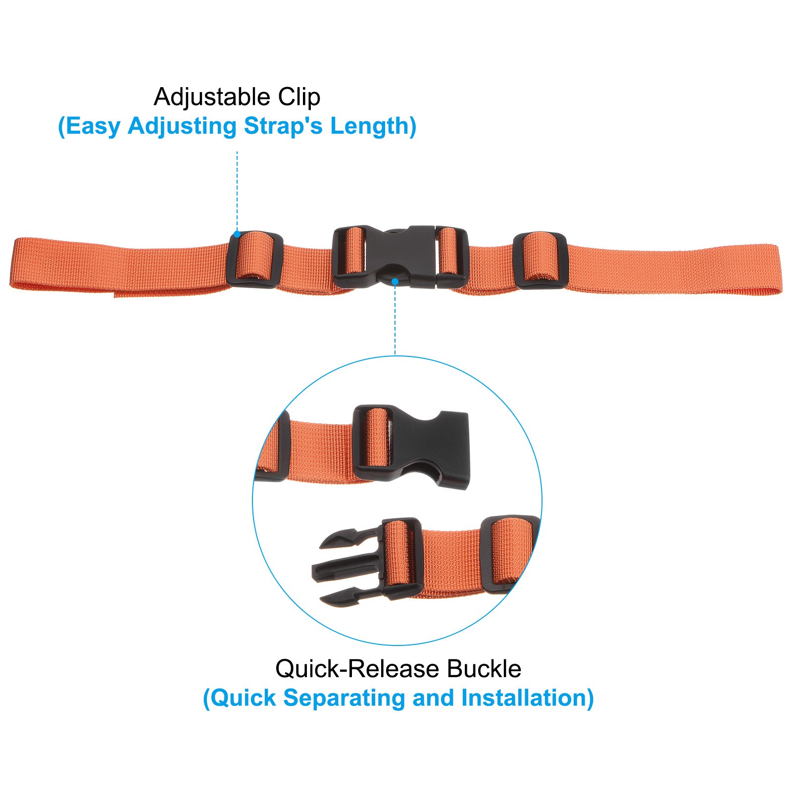 Backpack Chest Strap Set, 2 Pcs Strap with Quick-Release Buckle, Sky Blue,Orange