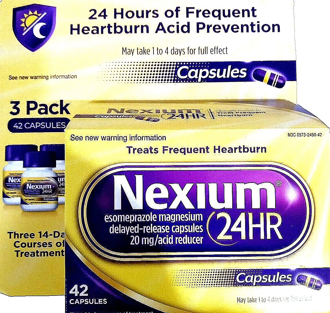 Nexium 24HR Heartburn Prevention Esomeprazole 20 mg 42 Capsules EXP 07/2026