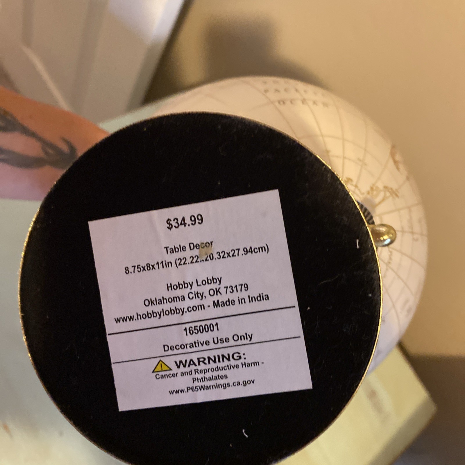 Gold 11” World Globe with Stand