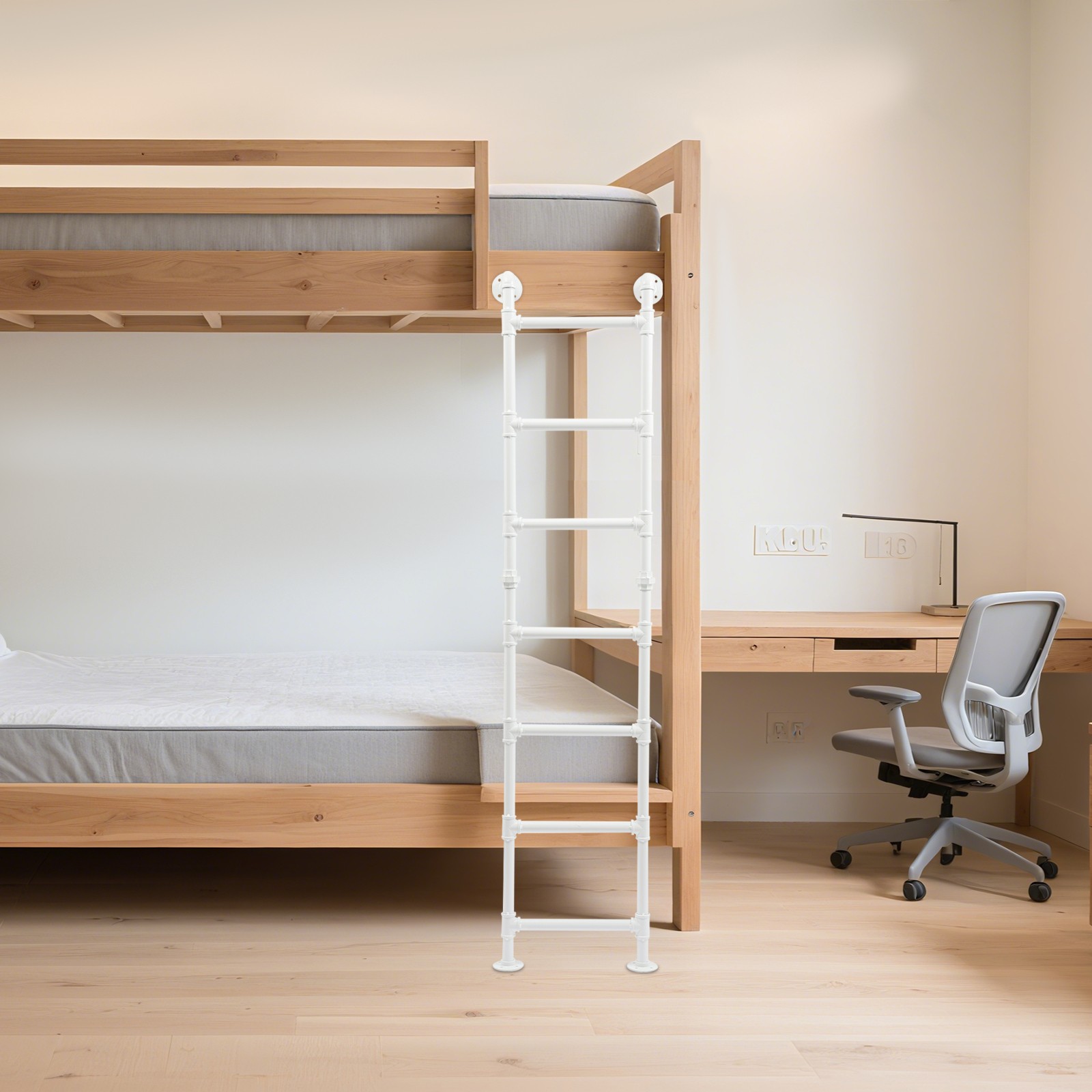 Modern 7-Step Bunk Bed Ladder - Space-Saving Carbon Steel Design