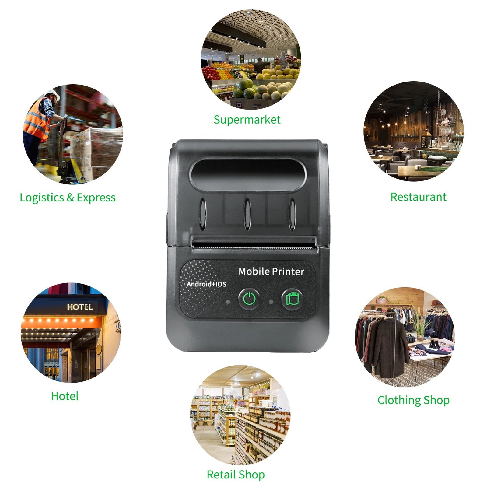 Portable 58mm Thermal Printer For Bluetooth Receipt Printer USB & BT Connection