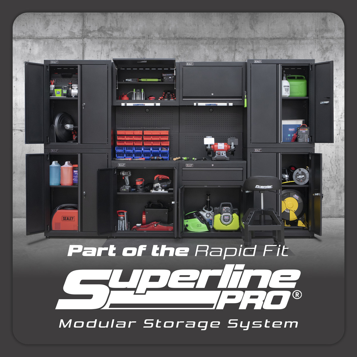 Modular Wall & Base Tool Storage Cabinet Unit with Drawer Sealey APMS2HFPD B