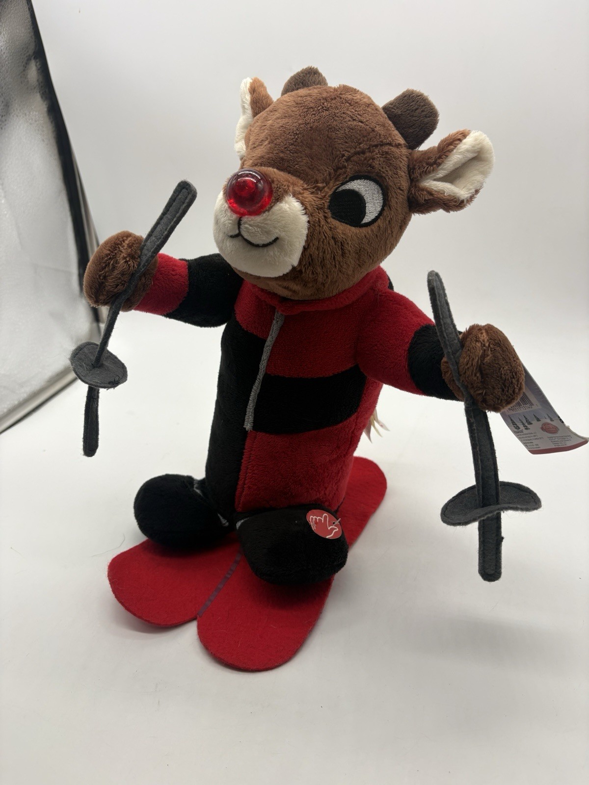 Animated Musical Light Up Nose Rudolph Reindeer Skiing Plush Christmas