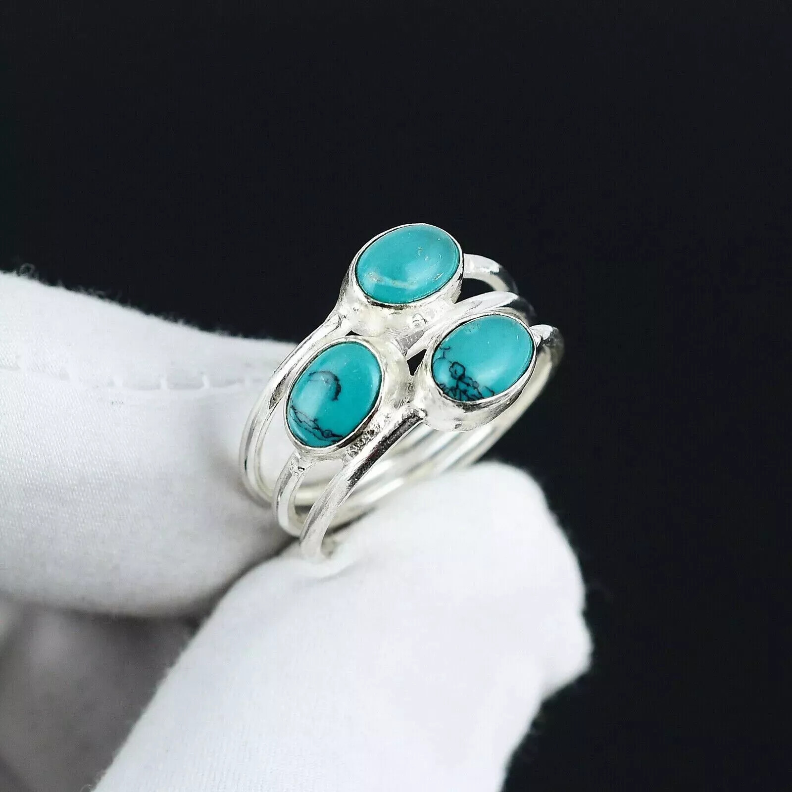 Turquoise Gemstone Ring 925 Sterling Silver Handmade Dainty Ring All Size R32