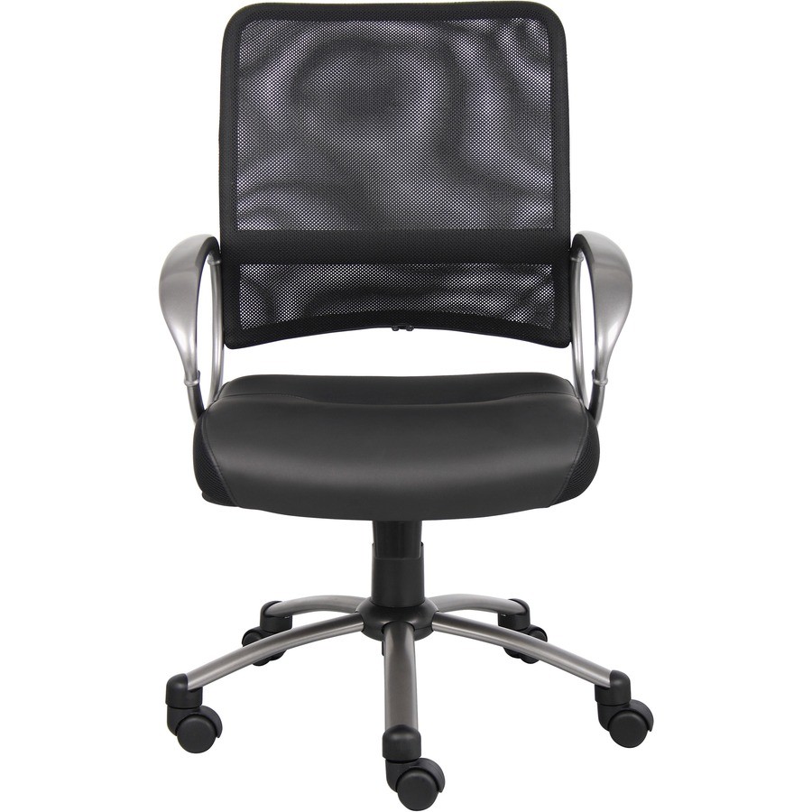 Lorell LLR69518 Mid Back Task Chair Black Leather