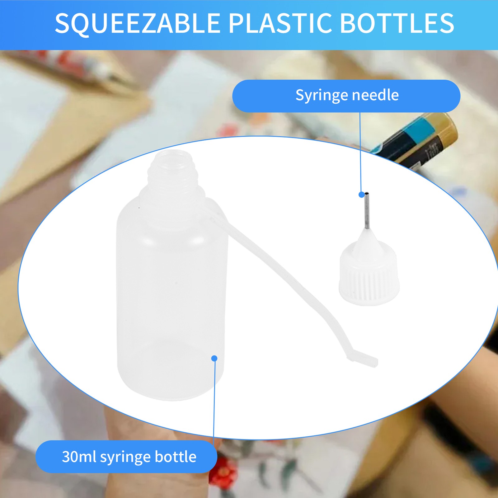 10Pcs 30Ml Plastic Squeezable Tip Applicator Bottle Refillable Dropper7906