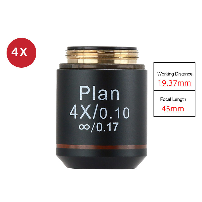 4/10/40/100X 195 Plan Infinity Achromatic Objective Lens Biological Microscope
