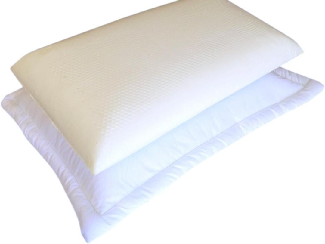 Cream or Beige Colored Standard/Queen Solid Memory Foam Bed Pillows with Case