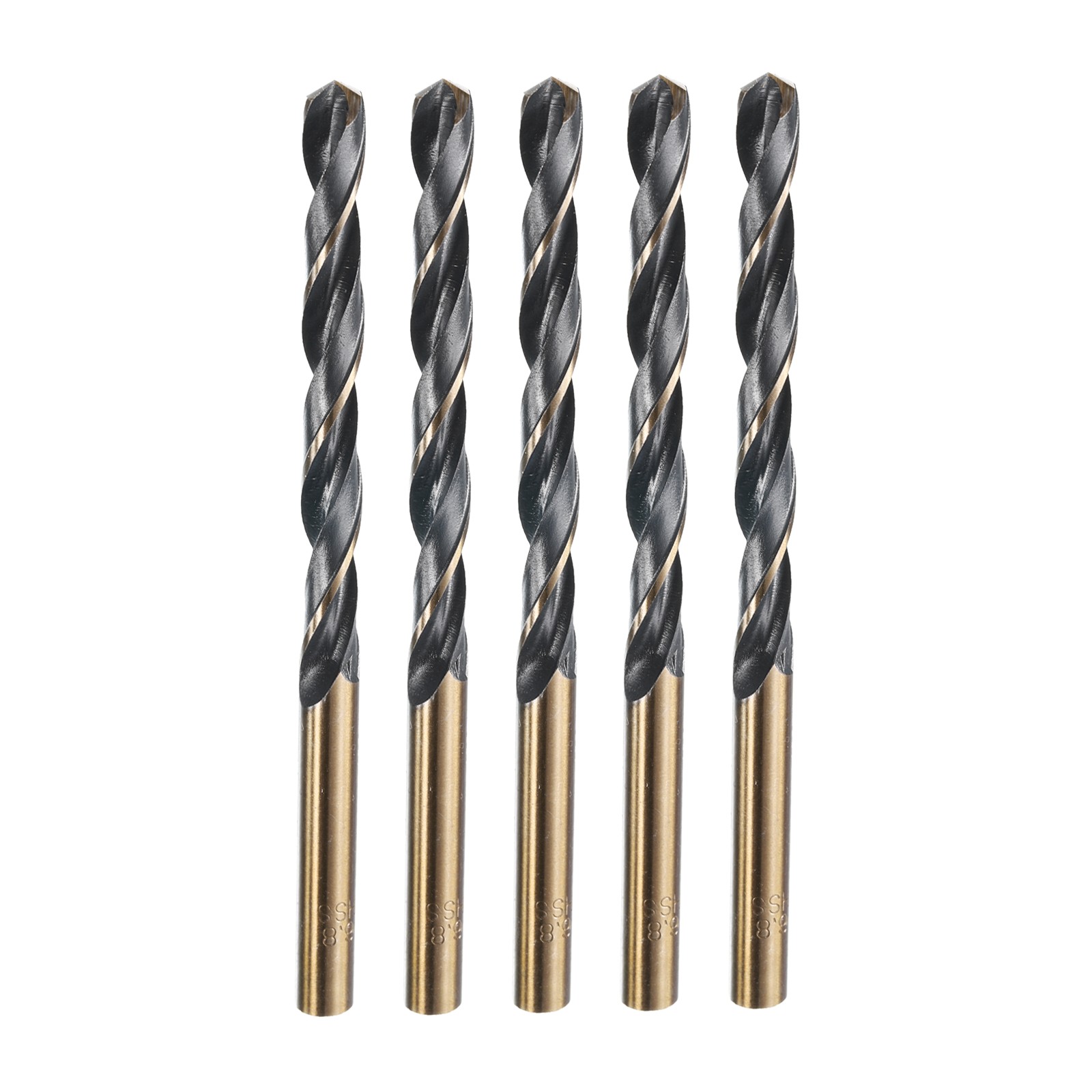5 Set Straight Shank Twist Drill Bits 6.8mm Gold Titanium & Black Nitride Coated