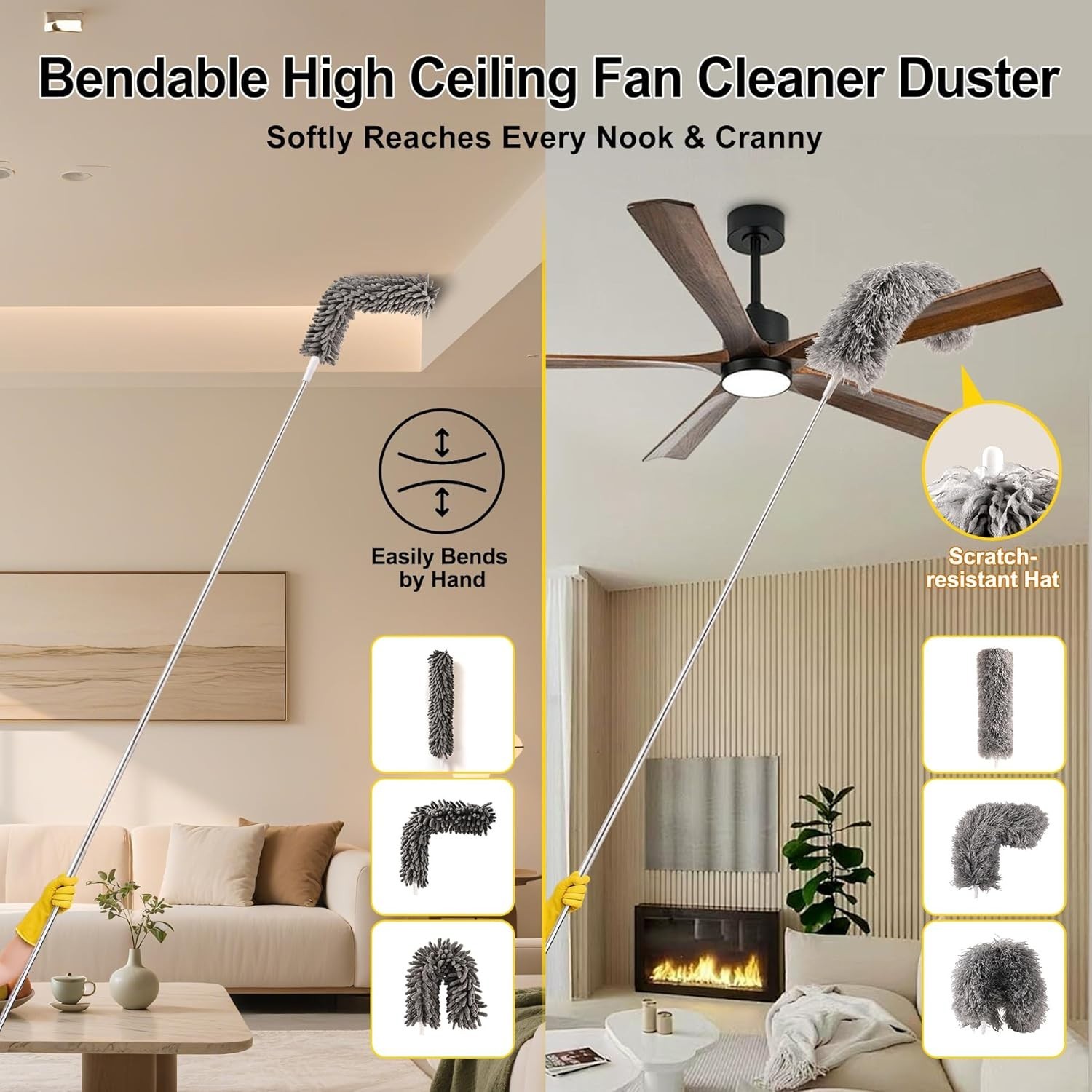 Microfiber Duster Kit for High Ceilings – 100'' Extendable Convenience
