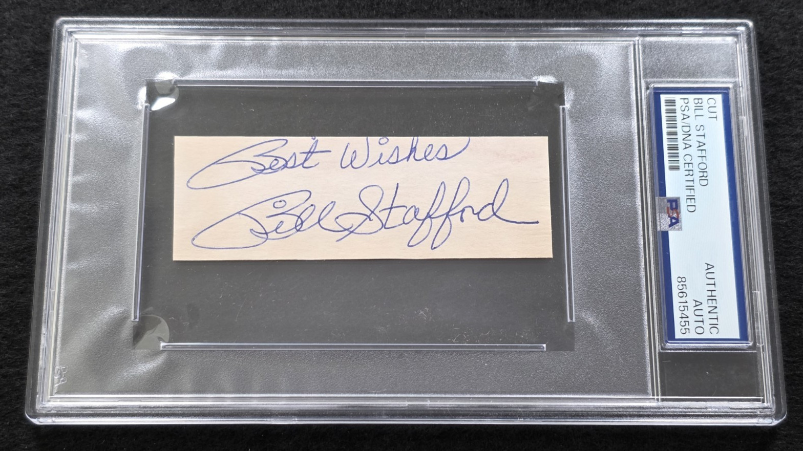 BILL STAFFORD Large Cut Signature-NEW YORK YANKEES-PSA