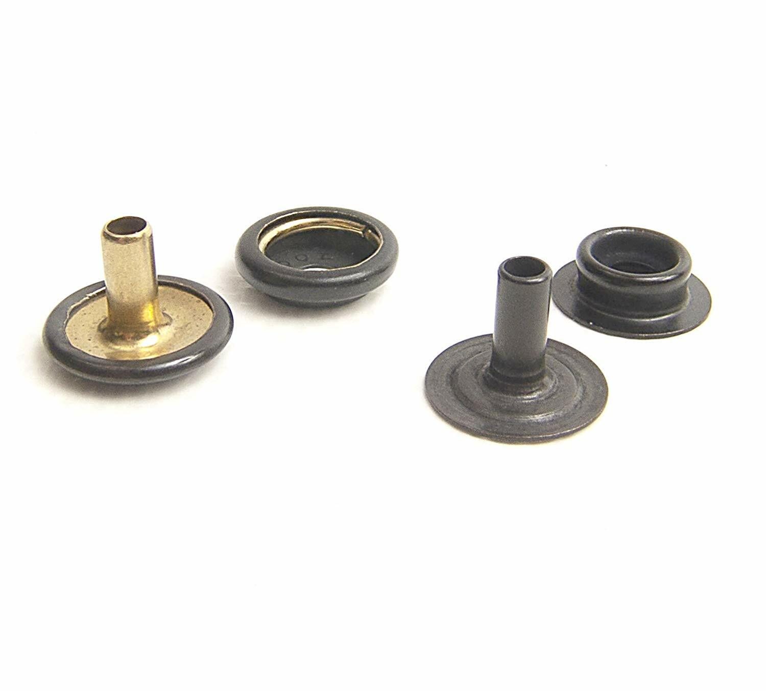 Snap Set with Extra Long Posts for Thick Fabric or Carpet, Black Oxide Finish