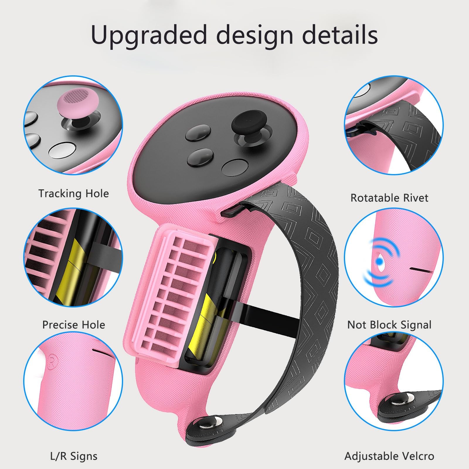 MLemonVR Silicone Cover Set for Meta/Oculus Quest 3s 3s, Pink