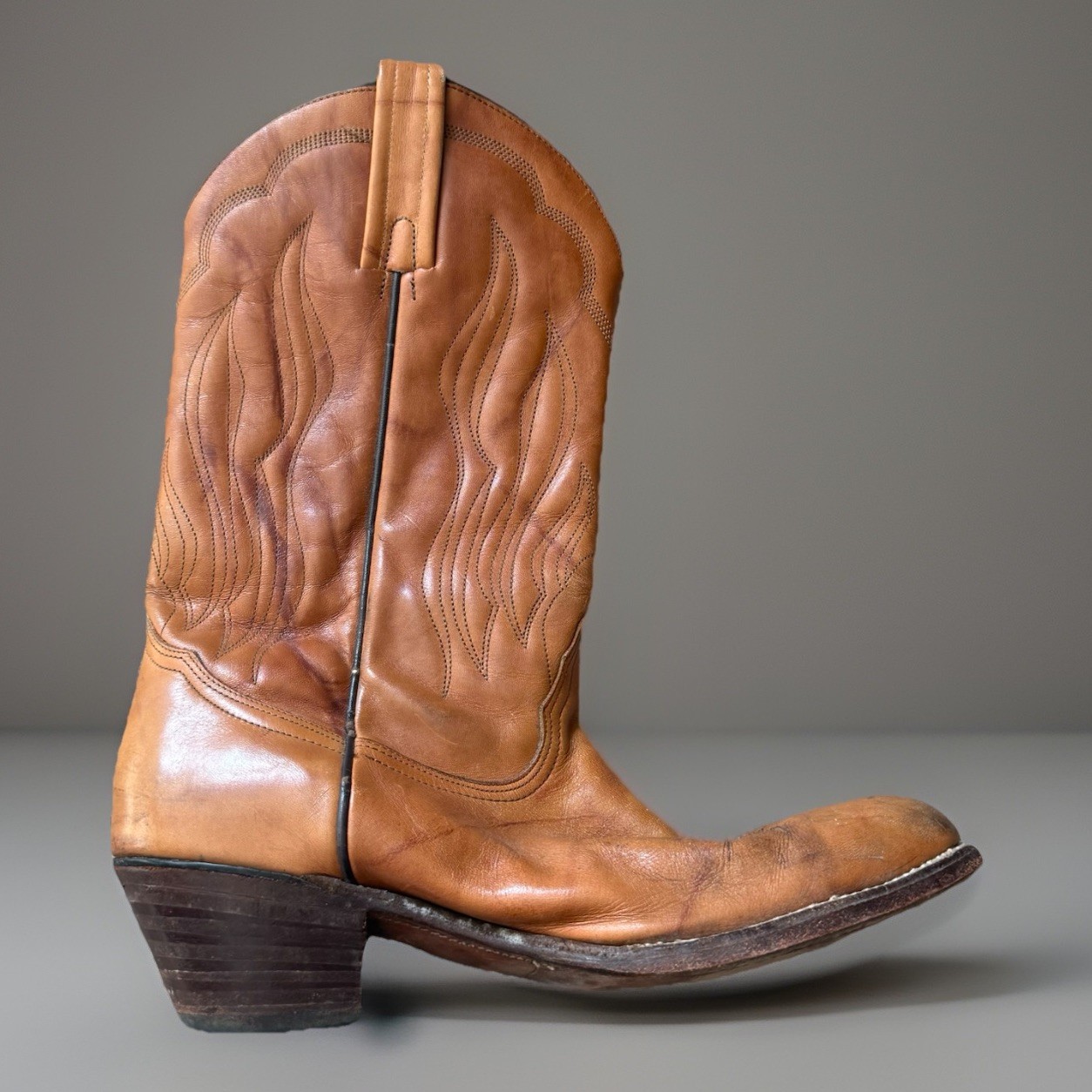 VINTAGE Frye Men's 13 Cowboy Boots Brown Leather Slip On Western Made In USA