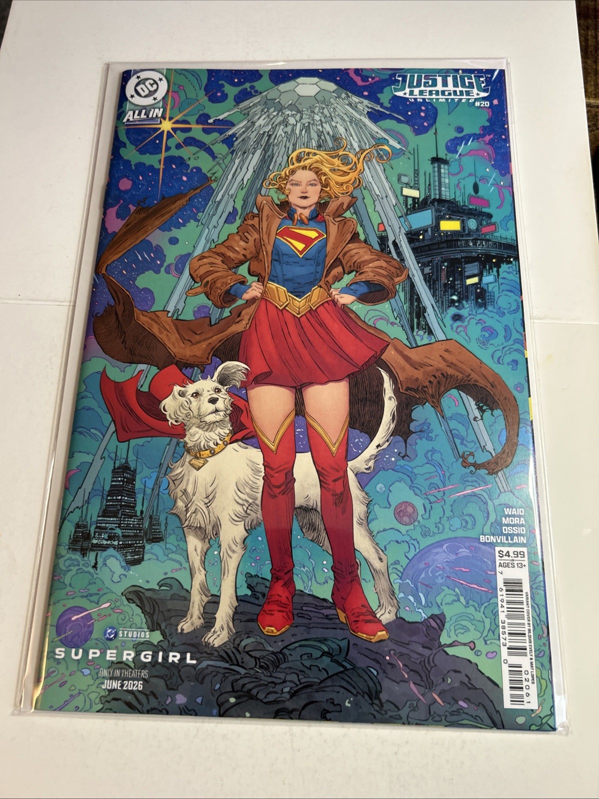 JUSTICE LEAGUE UNLIMITED #20 CVR F BILQUIS EVELY SUPERGIRL MOVIE CARD STOCK VAR