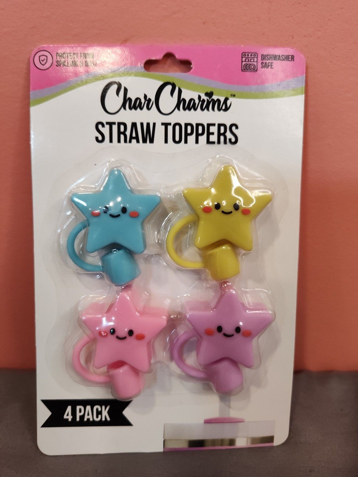 CharCharms Straw Toppers 4 Pack Stars