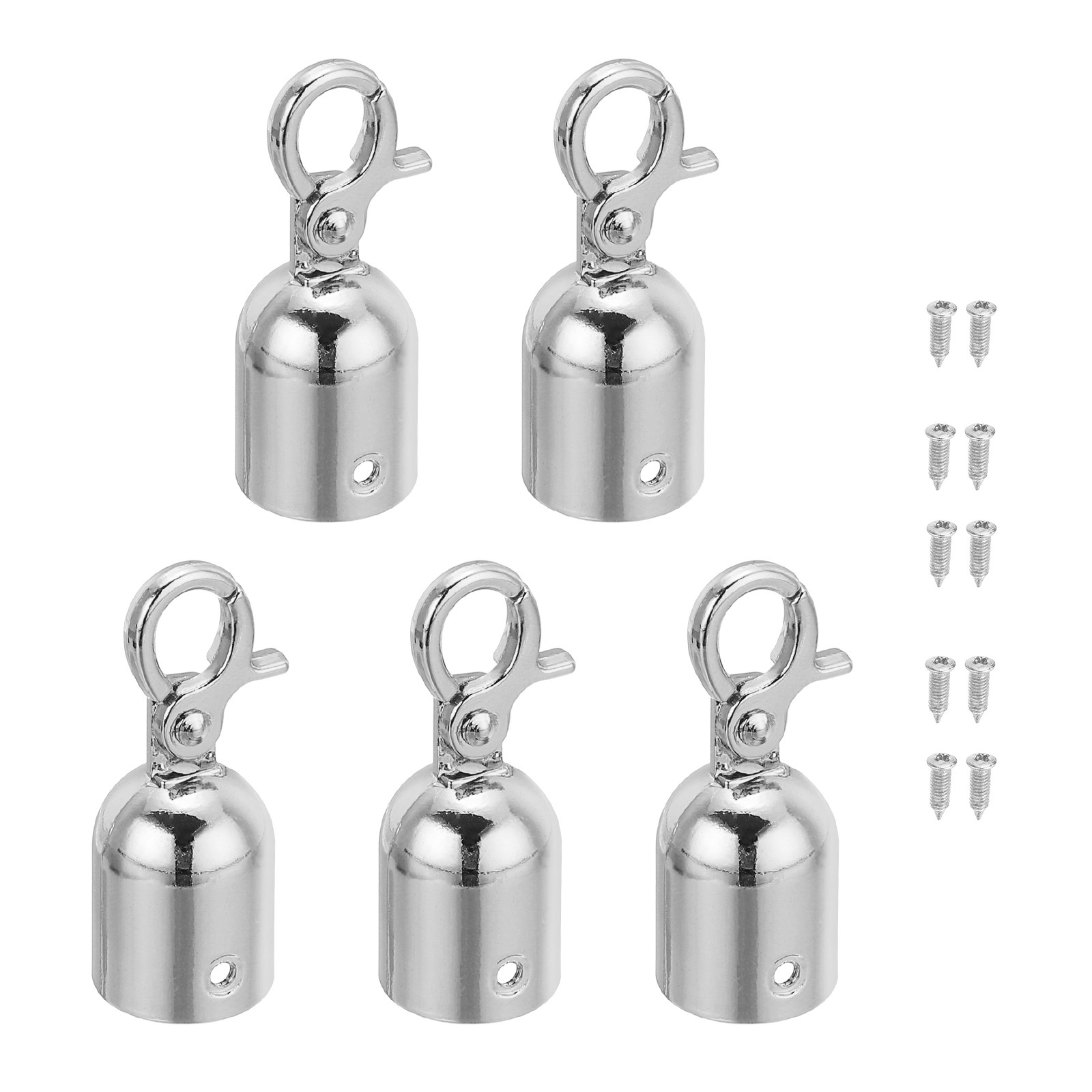 0.8"x2" Stanchion Rope End Stopper 5pcs Cord End Caps Barrier Rope End Silver